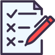 Icon of a checklist with a pencil, representing monthly progress reports for Quran learning.