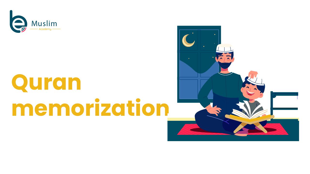 A father and son memorizing Quran at night — representing Be Muslim Academy’s Hifz course that, importantly, supports children through structured online learning.