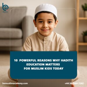 Child participating in an online Hadith class
