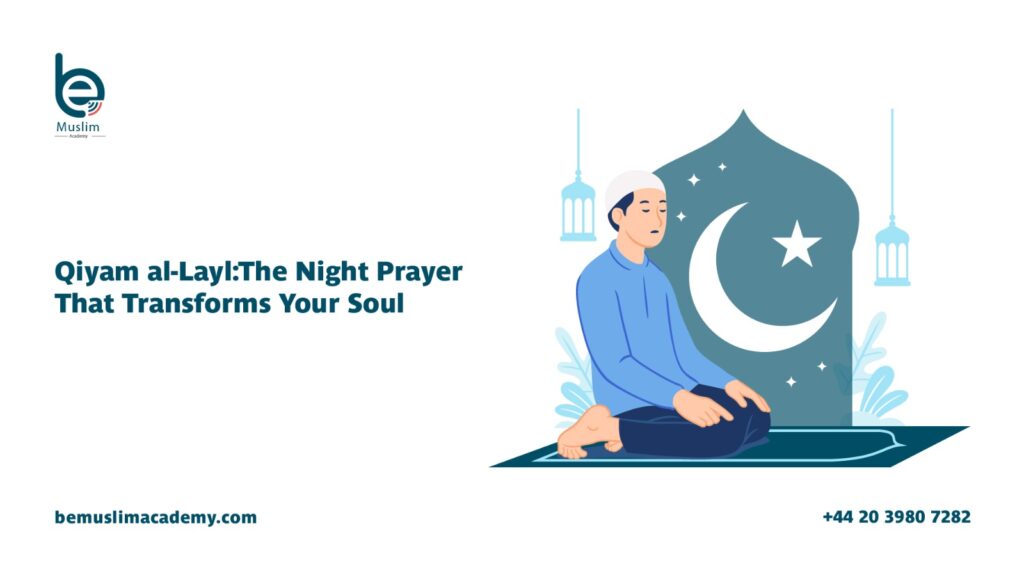 Qiyam al-Layl prayer during the last third of the night by a peaceful Muslim in solitude