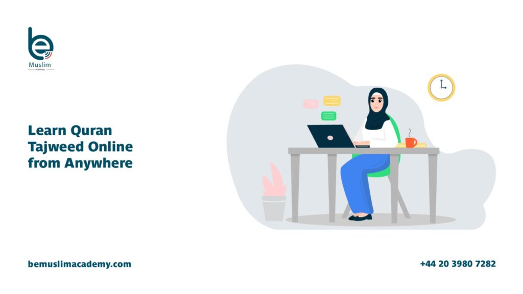 A  Muslim Teacher teaching Quran Tajweed online.