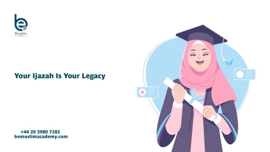 A Muslim woman holding her Online Ijazah certificate, reflecting pride, faith, and readiness to pass the Quran to future generations.